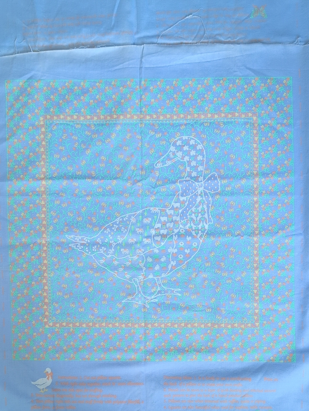 Decorative Blue Duck Pillow Fabric Panels